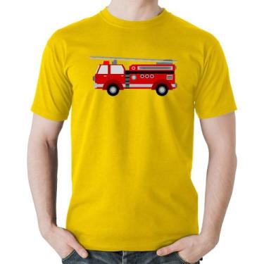 Imagem de Camiseta Algodão Caminhão de Bombeiro - Foca na Moda, Amarelo, G