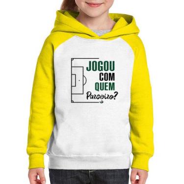 Imagem de Moletom Infantil Jogou com quem parceiro - Foca na Moda, Branco, Amare