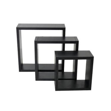 Imagem de Prateleira Nicho Cubo Quadrado MDP 15mm 3 Peças - Preto - Full Economi