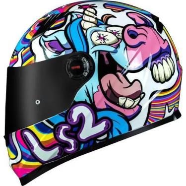 Imagem de Capacete Feminino Ls2 Ff358 Bubble Rosa Unicórnio Maluco, M - 58CM