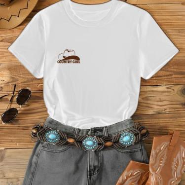 Imagem de Camiseta Country Girl Nova Modinha Agrogirl Cowboy Chapéu Boiadeira Sh