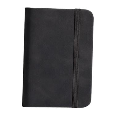 Imagem de rockible Caderno de bolso, caderno de couro PU, 11 cm x 7,5 cm, pequeno de notas diário A7, caderno para diário de viagem, uso diário, Preto