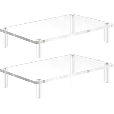 Imagem de Suporte para monitor de acrílico Yestbuy para laptop, iMac, PC, impressora, ergonômica de mesa, trabalho de mesa de acessórios domésticos para escritório plataforma economiza espaço (15 x 9,3")