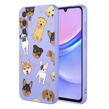 Imagem de KOARWVC Capa de telefone para Galaxy M55 5G, capa para Samsung M55 SM-M556 design de padrão de cachorro fofo capa protetora fina de TPU macio para celular Samsung Galaxy M55 roxo cachorro
