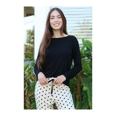 Imagem de Pijama De Frio Feminino Inverno Nuck Poa - Empório do Algodão, Preto, 