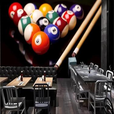 Imagem de Lcythiazole Murais de bilhar tamanho personalizável para tirar e colar mural de sinuca 3D grande HD 15 mesa de bilhar papel de parede para sala de estar, café, restaurante, sala de bilhar