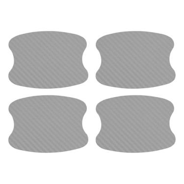 Imagem de TUCKBOLD Ímã do carro maçaneta da porta do carro protetor contra arranhões 73 x 95 mm antiarranhões | Película protetora para maçaneta de porta de fibra de carbono tom prata 4 peças