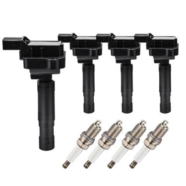 Imagem de GAGOLCAR Pacote de bobinas de ignição e velas de ignição OEM UF658 (conjunto de 4) compatível com Mercedes Benz 2014 2015 C250 2012-2015 SLK250 1.8L L4 para A0001502580 GN10552 IC761 E1158 C931