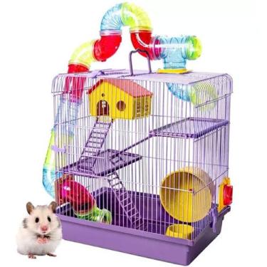 Imagem de Gaiola Hamster Grande com Casa Completa 3 Andares Tubo Luxo  - Jel Pla