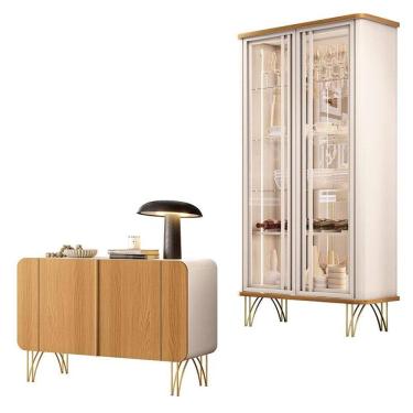 Imagem de Buffet Benvenuto e Cristaleira Évora Off White Cinamomo - HB Móveis