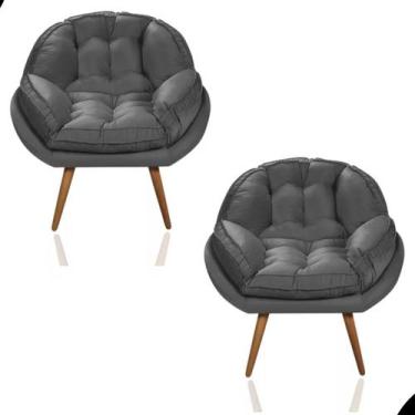 Imagem de Kit 2 Poltrona California Para Sala Veludo Amamentação Papai - Fina Mo