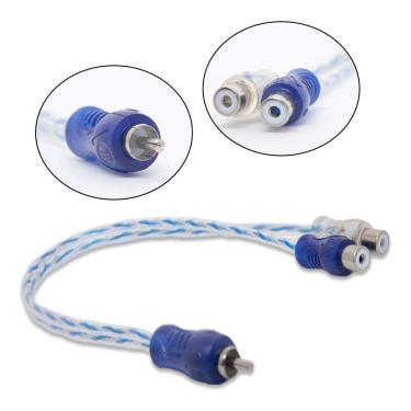 Imagem de Pw-B-0743 Cabo Rca Y Injetado Azul Prata Transparente 4Mm 1 Macho 2 Femeas Svart
