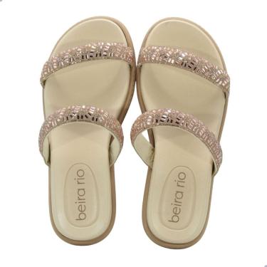 Imagem de Tamanco Feminino Beira Rio Tira Pronta Ibiza Creme Light Peach Champanhe