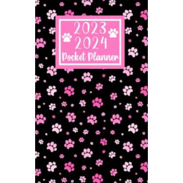 Imagem de 2023 2024 pocket planner For Purse Dog Paws Lovers: 2 year Pocket Calendar January 2023 to December 2024 | 24 Months Monthly Planner & Organizer For ... with Federal Holidays | Cute Dog Paws Pattern