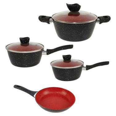 Imagem de Conjunto De Panelas Antiaderente Preto E Vermelho 4 Peças