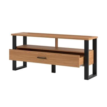 Imagem de Rack Para Até 55 Pol. Estilo Industrial 1 Gaveta F41 Freijó-preto Fosco - Pradel