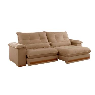 Imagem de Sofá 3 Lugares Retrátil e Reclinável Qatar Linho Bege 200 cm