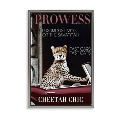 Imagem de Stupell Industries Prowess Cheetah Sports Car Gray Framed Floater Canvas Wall Art Design por Sophie 6, 17 x 25