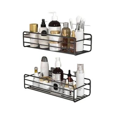 Imagem de Kit 2 Prateleiras Suporte Com Alto Adesivos Para Parede Banheiro Cozinha Lavanderia Shampoo Sabonete(Kit 2 RETANGULAR)