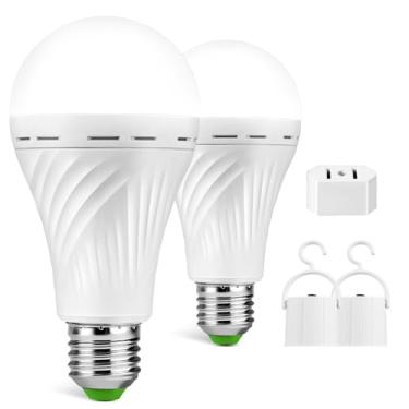 Imagem de Lâmpadas LED de emergência recarregáveis, luz de até 28 horas, lâmpada operada por bateria, lâmpada de carregamento automático 1500 mAh lâmpadas de reserva de bateria para falha de energia doméstica