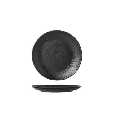 Imagem de Prato de comida ocidental de cerâmica criativa retrô para casa linha fosca cerâmica - prato preto fosco trompete