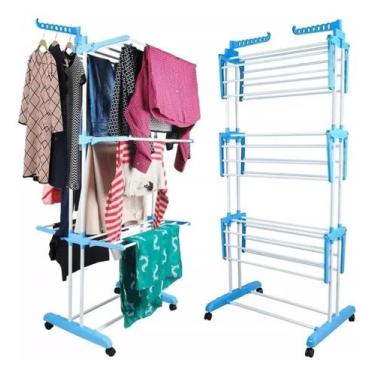 Imagem de Varal De Chão Torre 3 Andares Roupas Dobrável Portátil Vertical Compac