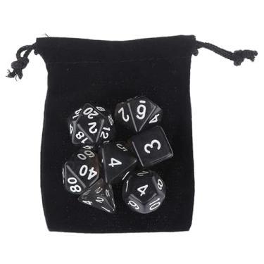 Imagem de KIt 7 Dados Rpg de Mesa Preto Translúcido Transparente D4 D6 D8 D10 D10% D12 D20 Boardgame + Bolsa Veludo