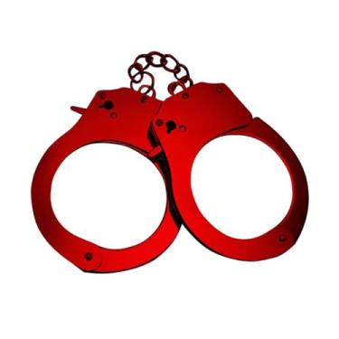 Imagem de Algema Metálica Colorida com Chave e Trava de Segurança | Acessório Erótico para Casais | Jogo Sensual, Fantasias e Momentos Íntimos (Vermelho)