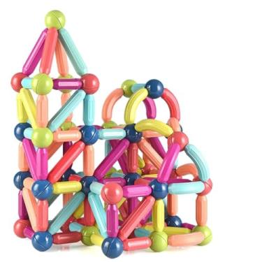 Imagem de Blocos De Montar Magnéticos Construção Infantis: Brinquedos Montessori, Brinquedos STEM para Crianças a Partir de 3 Anos (68 Peças)