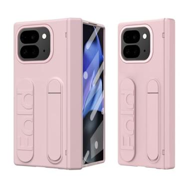 Imagem de Capa dobrável para Pixel 10 Pro – Capa fina de toque macio com suporte, alça de pulso, proteção de dobradiça e protetor de tela – para Google Pixel 10 Pro Fold 5G (rosa)