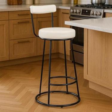 Imagem de Banqueta Alta 70 cm Miami Estrutura Metálica e Assento material sintét