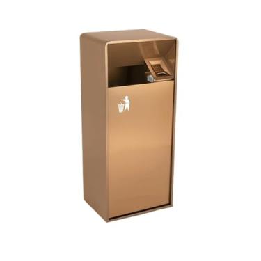 Imagem de Cesto de lixo ao ar livre Cesto de lixo quadrado de metal com abertura lateral, cesto de lixo comercial moderno com cinzeiro 19L/40L balde de armazenamento de lixo (grande)