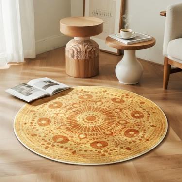 Imagem de Carvapet Tapete redondo de imitação de juta - Tapete circular de 91 cm com aparência de juta lavável pequena pilha baixa de 91 cm com suporte de borracha antiderrapante, tapete de área resistente a