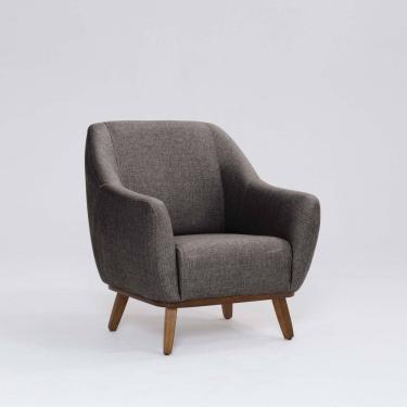 Imagem de Poltrona Tecido Linho Base Madeira Paloma Mescla Marrom