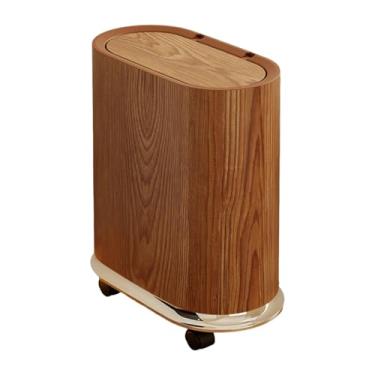 Imagem de WeiLaiKeQi Lixeira com rodas removíveis, lata de lixo, resistente, prática, à prova d'água, lixeira para banheiro, sala de estar, Marrom