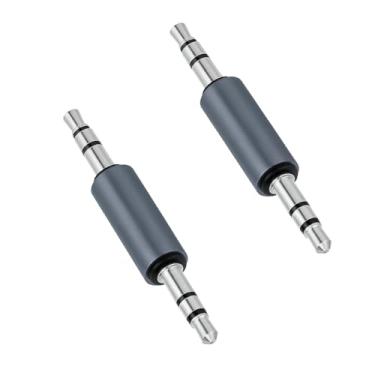 Imagem de 2 peças de adaptador de áudio macho para macho de 3,5 mm, conector adaptador de acoplador estéreo TRS de 1/20.3 cm, conector adaptador de acoplador estéreo de 3,5 mm para receptor BT, leitor de MP3