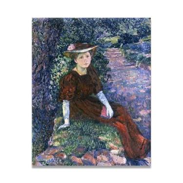 Imagem de Sentado de ladoThéo van Rysselberghe: Impressão em tela neoimpressionista belga chave 50 x 60 cm sem moldura