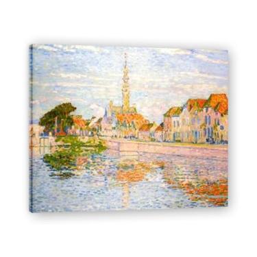 Imagem de Coastal CitiesThéo van Rysselberghe: Impressão em tela neoimpressionista belga chave 20 x 24 cm emoldurada