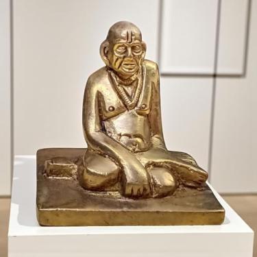 Imagem de Shiva Lingam Shop Vintage Brass 5,7 cm Adi Shankaracharya Vedanta Filosofia Guru Estátua Ídolo Diário para Adoração Estátua Decorativa Seu Quarto Puja, Sala de Estudo