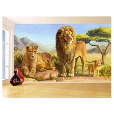 Imagem de Papel De Parede Animais Leão Família Filhotes 3,5M Anm500