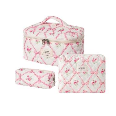 Imagem de Bolsa de maquiagem uekeboag acolchoada de algodão floral para viagem, 