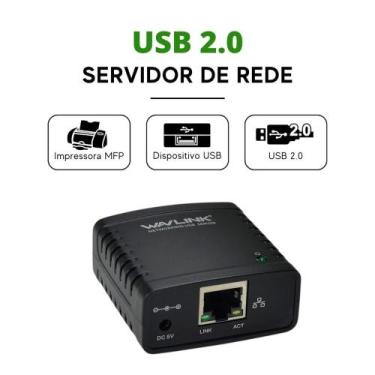 Imagem de Servidor De Impressão Usb 2.0 Network Lpr Print Server WL-NU72P11 Wavl