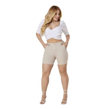 Imagem de Bermuda Cos Alto Max Denim Feminino - Areia