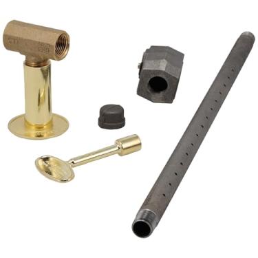 Imagem de Supplying Demand LLKIT-LPA-PBR Lareira | Kit de instalação de isqueiro com padrão reto LP Gas Log Lighter, válvula de parada angular de 1,27 cm - Latão polido com escudo e chave de 7,6 cm