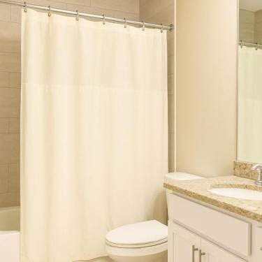 Imagem de Cortina para Box de Banheiro com Visor Transparente Lisa Antimofo com Ganchos – Diversas Cores (Bege)