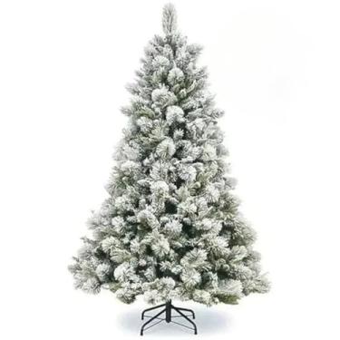 Imagem de Árvore de Natal Completa Decorada Pinheiro 2,10m e 1,80m com 566 Galhos Verde Neve e Branca - Modelo Luxo, Pinheiro de Natal, Decoração de Natal(Nevada Pinhas 1,80M 694 Galhos)