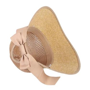 Imagem de Acessórios femininos de verão para praia, aba larga, proteção UV, chapéu de sol feminino panamá flexível chapéu de sol cáqui 56-58 cm
