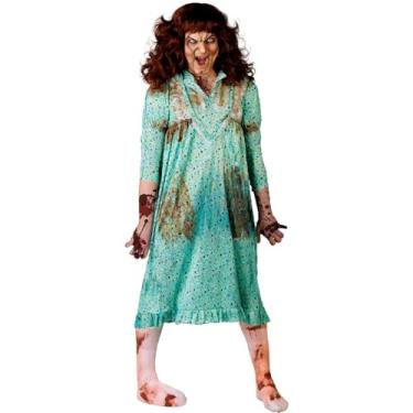 Imagem de Fantasia Halloween Adulta Feminina e Masculina Cosplay Pijama Garota Possuída Exorcista Regan Cosplay (Azul, M 42-44)