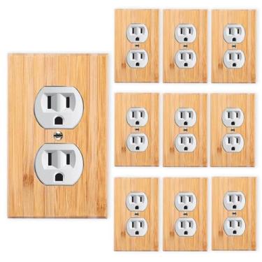 Imagem de Tampa do interruptor de luz Alckerou Solid Wood Bamboo 4,5x7cm 10PC