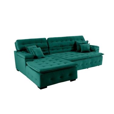 Imagem de Sofá Retrátil E Reclinável Com Chaise Orlando 2.20x2.10m- Sofisticato-verde